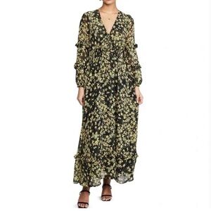 Lost + Wander NWOT Black and Gold Floral Long Sleeve Dress